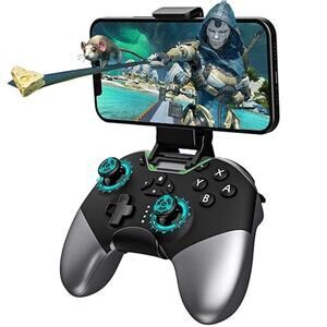 Bluetooth Controller for PC/iPhone/Android/Apple Arcade/TV, Hall Effect Joystick